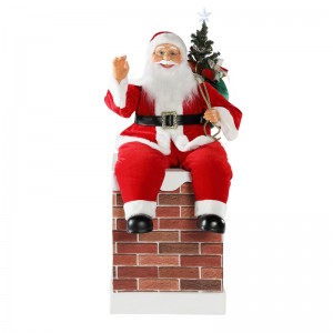 60n100cm Vánoční komín Animované Santa Claus s osvětlením hudební ornament dekorace figurka kolekce dovolená knd