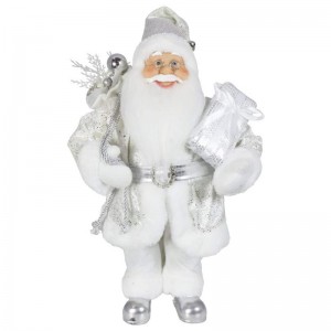 Noble 45cm Vánoční dekorace stojící Santa Claus v Silver Xmas Tree Ornamenty dodává tradiční dovolenou figurku